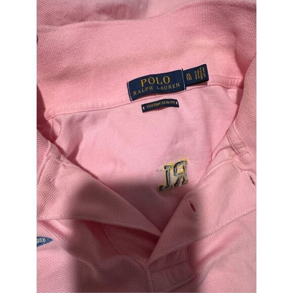 Polo Ralph Lauren pink polo custom slim fit multi logo flags XL - Picture 2 of 9